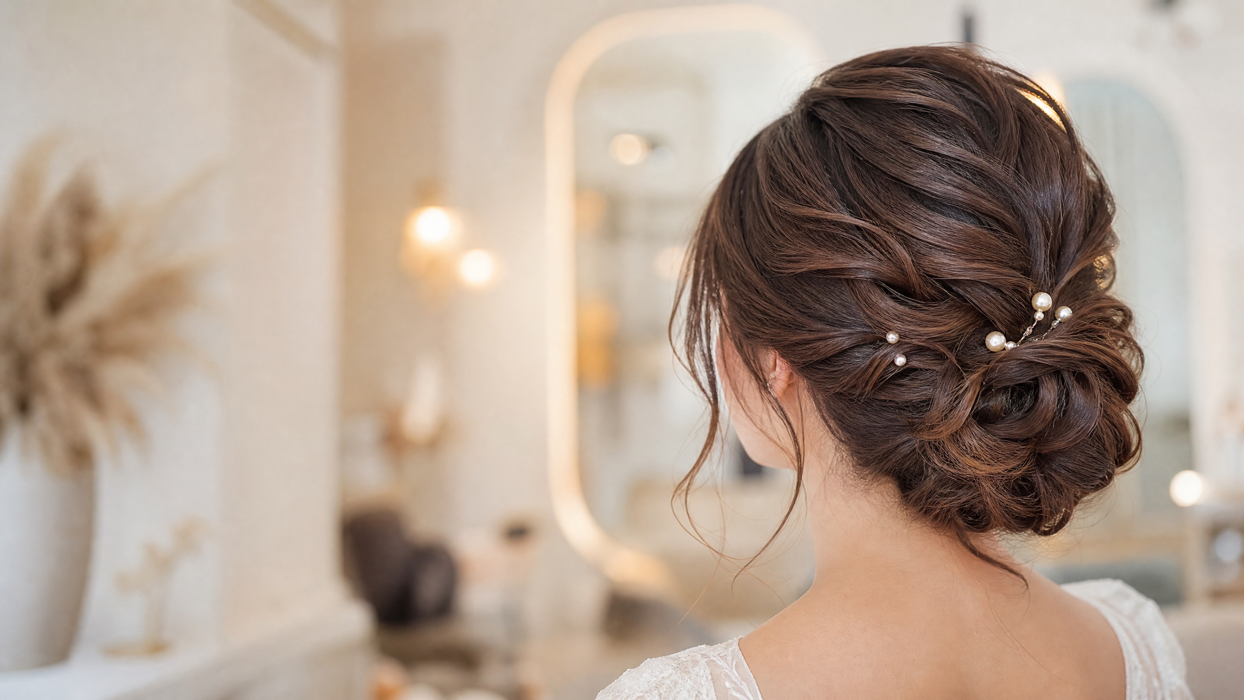 Braune Hochsteckfrisur für Braut-Styling bei DILEK in Offenbach